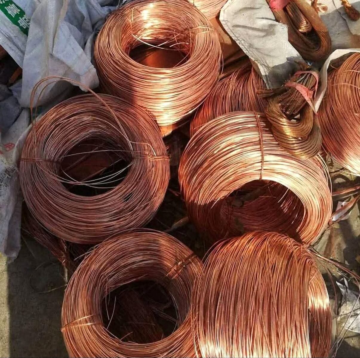 Copper wire scrap coils
